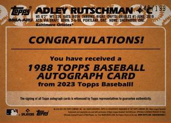 2023 Topps - 1988 Topps Baseball 35th Anniversary Autographs Black (Series One) #88BA-ARU Adley Rutschman Back