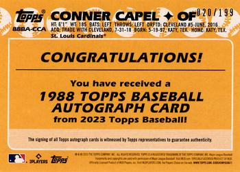 2023 Topps - 1988 Topps Baseball 35th Anniversary Autographs Black (Series One) #88BA-CCA Conner Capel Back