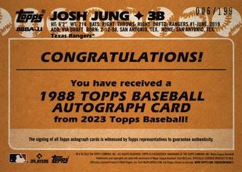 2023 Topps - 1988 Topps Baseball 35th Anniversary Autographs Black (Series One) #88BA-JJ Josh Jung Back