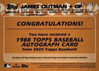 2023 Topps - 1988 Topps Baseball 35th Anniversary Autographs Black (Series One) #88BA-OUT James Outman Back