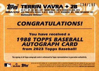 2023 Topps - 1988 Topps Baseball 35th Anniversary Autographs Black (Series One) #88BA-VAV Terrin Vavra Back