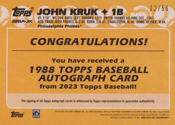 2023 Topps - 1988 Topps Baseball 35th Anniversary Autographs Gold (Series One) #88BA-JK John Kruk Back