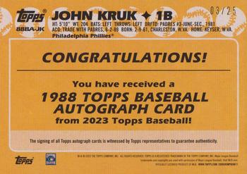 2023 Topps - 1988 Topps Baseball 35th Anniversary Autographs Red (Series One) #88BA-JK John Kruk Back