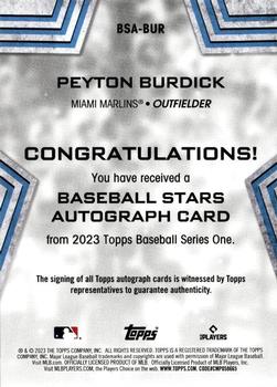 2023 Topps - Baseball Stars Autographs (Series One) #BSA-BUR Peyton Burdick Back
