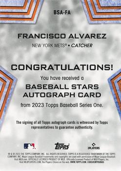 2023 Topps - Baseball Stars Autographs (Series One) #BSA-FA Francisco Alvarez Back