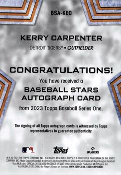 2023 Topps - Baseball Stars Autographs (Series One) #BSA-KEC Kerry Carpenter Back