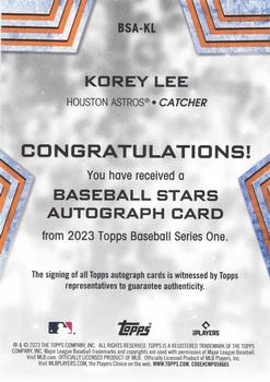 2023 Topps - Baseball Stars Autographs (Series One) #BSA-KL Korey Lee Back