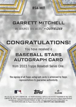 2023 Topps - Baseball Stars Autographs (Series One) #BSA-MIT Garrett Mitchell Back