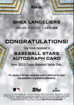 2023 Topps - Baseball Stars Autographs (Series One) #BSA-SL Shea Langeliers Back