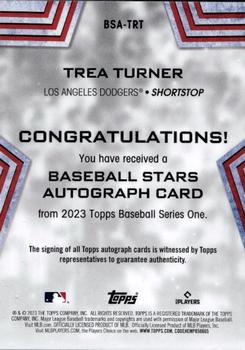 2023 Topps - Baseball Stars Autographs (Series One) #BSA-TRT Trea Turner Back