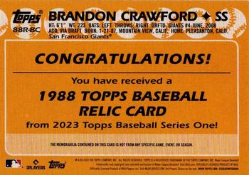 2023 Topps - 1988 Topps Baseball 35th Anniversary Relics (Series One) #88R-BC Brandon Crawford Back