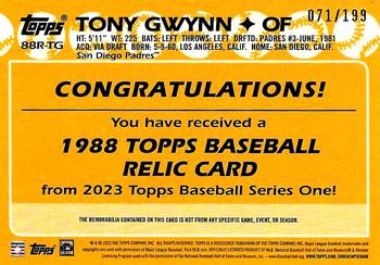 2023 Topps - 1988 Topps Baseball 35th Anniversary Relics Black (Series One) #88R-TG Tony Gwynn Back