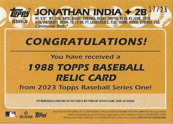 2023 Topps - 1988 Topps Baseball 35th Anniversary Relics Red (Series One) #88R-JI Jonathan India Back