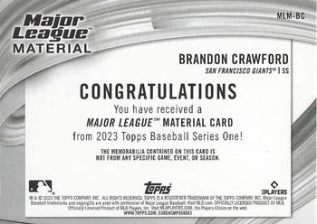 2023 Topps - Major League Material Relics (Series One) #MLM-BC Brandon Crawford Back