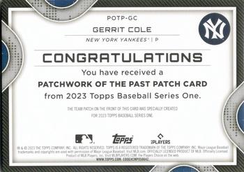 2023 Topps - Patchwork of the Past Commemorative Patch #POTP-GC Gerrit Cole Back