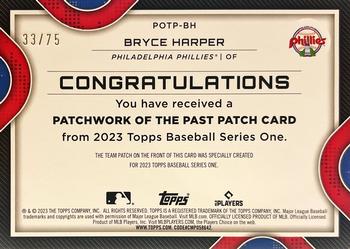 2023 Topps - Patchwork of the Past Commemorative Patch Gold #POTP-BH Bryce Harper Back