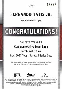2023 Topps - Team Logo Commemorative Patch Gold #TLP-FT Fernando Tatis Jr. Back