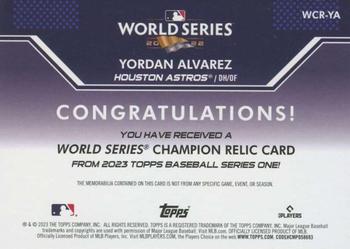 2023 Topps - World Series Champion Relics #WCR-YA Yordan Alvarez Back