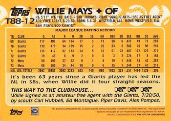 2023 Topps - 1988 Topps Baseball 35th Anniversary (Series One) #T88-12 Willie Mays Back