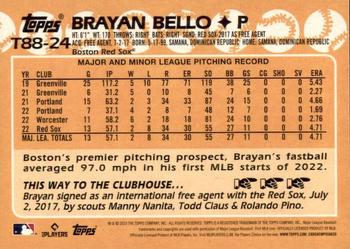2023 Topps - 1988 Topps Baseball 35th Anniversary (Series One) #T88-24 Brayan Bello Back
