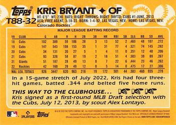 2023 Topps - 1988 Topps Baseball 35th Anniversary (Series One) #T88-32 Kris Bryant Back