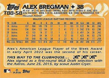 2023 Topps - 1988 Topps Baseball 35th Anniversary (Series One) #T88-58 Alex Bregman Back