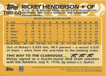 2023 Topps - 1988 Topps Baseball 35th Anniversary (Series One) #T88-60 Rickey Henderson Back