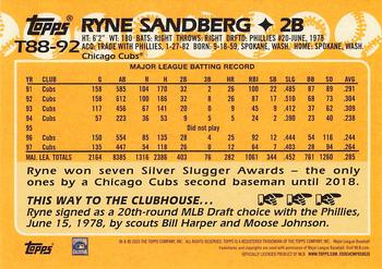 2023 Topps - 1988 Topps Baseball 35th Anniversary (Series One) #T88-92 Ryne Sandberg Back