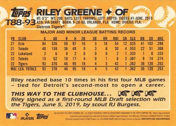 2023 Topps - 1988 Topps Baseball 35th Anniversary (Series One) #T88-93 Riley Greene Back