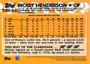 2023 Topps - 1988 Topps Baseball 35th Anniversary Blue (Series One) #T88-60 Rickey Henderson Back
