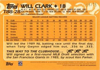 2023 Topps - 1988 Topps Baseball 35th Anniversary Gold (Series One) #T88-28 Will Clark Back