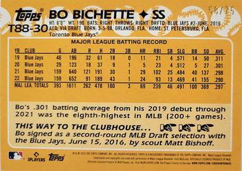 2023 Topps - 1988 Topps Baseball 35th Anniversary Gold (Series One) #T88-30 Bo Bichette Back