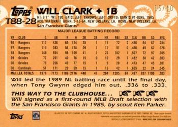 2023 Topps - 1988 Topps Baseball 35th Anniversary Red (Series One) #T88-28 Will Clark Back
