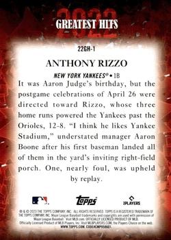 2023 Topps - 2022 Greatest Hits #22GH-1 Anthony Rizzo Back
