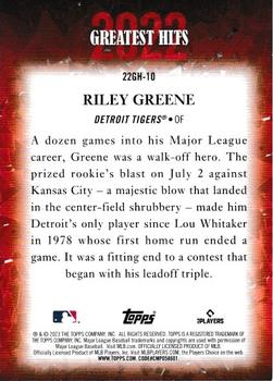 2023 Topps - 2022 Greatest Hits #22GH-10 Riley Greene Back