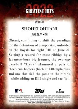 2023 Topps - 2022 Greatest Hits #22GH-16 Shohei Ohtani Back