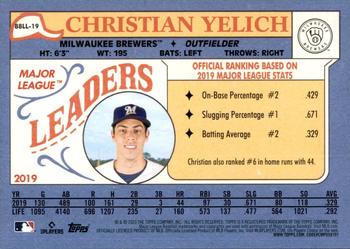 2023 Topps - 1988 Topps League Leaders Oversized Box Toppers #88LL-19 Christian Yelich Back