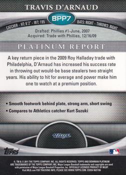 2011 Bowman Platinum - Prospects Refractors #BPP7 Travis D'Arnaud Back