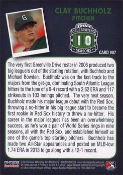 2015 Choice Greenville Drive 10th Anniversary Collection #7 Clay Buchholz Back
