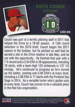 2015 Choice Greenville Drive 10th Anniversary Collection #9 Keith Couch Back
