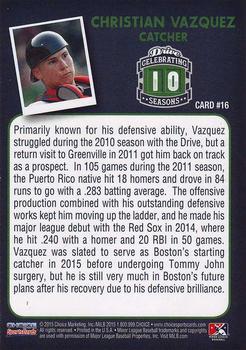 2015 Choice Greenville Drive 10th Anniversary Collection #16 Christian Vazquez Back
