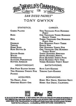 2022 Topps Allen & Ginter Chrome #138 Tony Gwynn Back