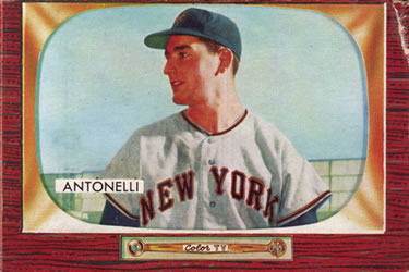 1955 Bowman #124 Johnny Antonelli Front