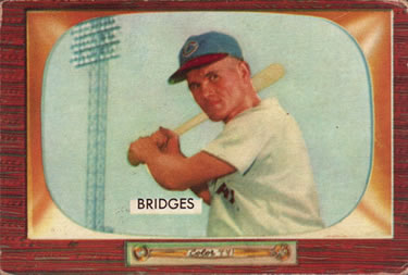 1955 Bowman #136 Rocky Bridges Front