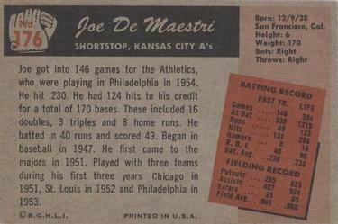 1955 Bowman #176 Joe DeMaestri Back