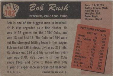 1955 Bowman #182 Bob Rush Back