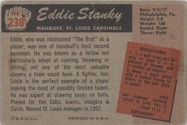 1955 Bowman #238 Eddie Stanky Back