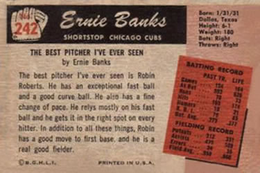 1955 Bowman #242 Ernie Banks Back