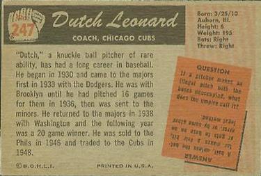 1955 Bowman #247 Dutch Leonard Back
