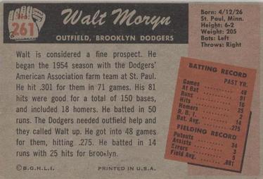 1955 Bowman #261 Walt Moryn Back